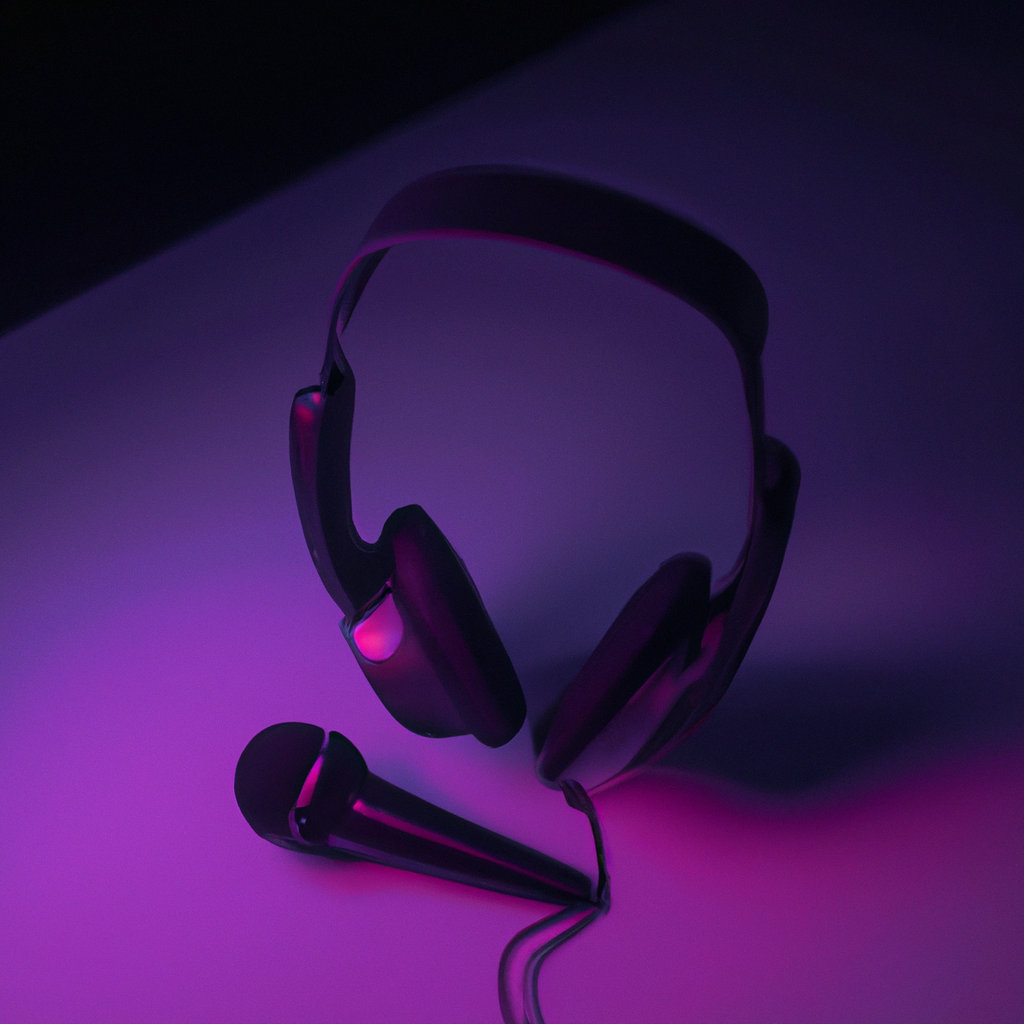 Support desk with headphones and microphone in a modern minimal setup